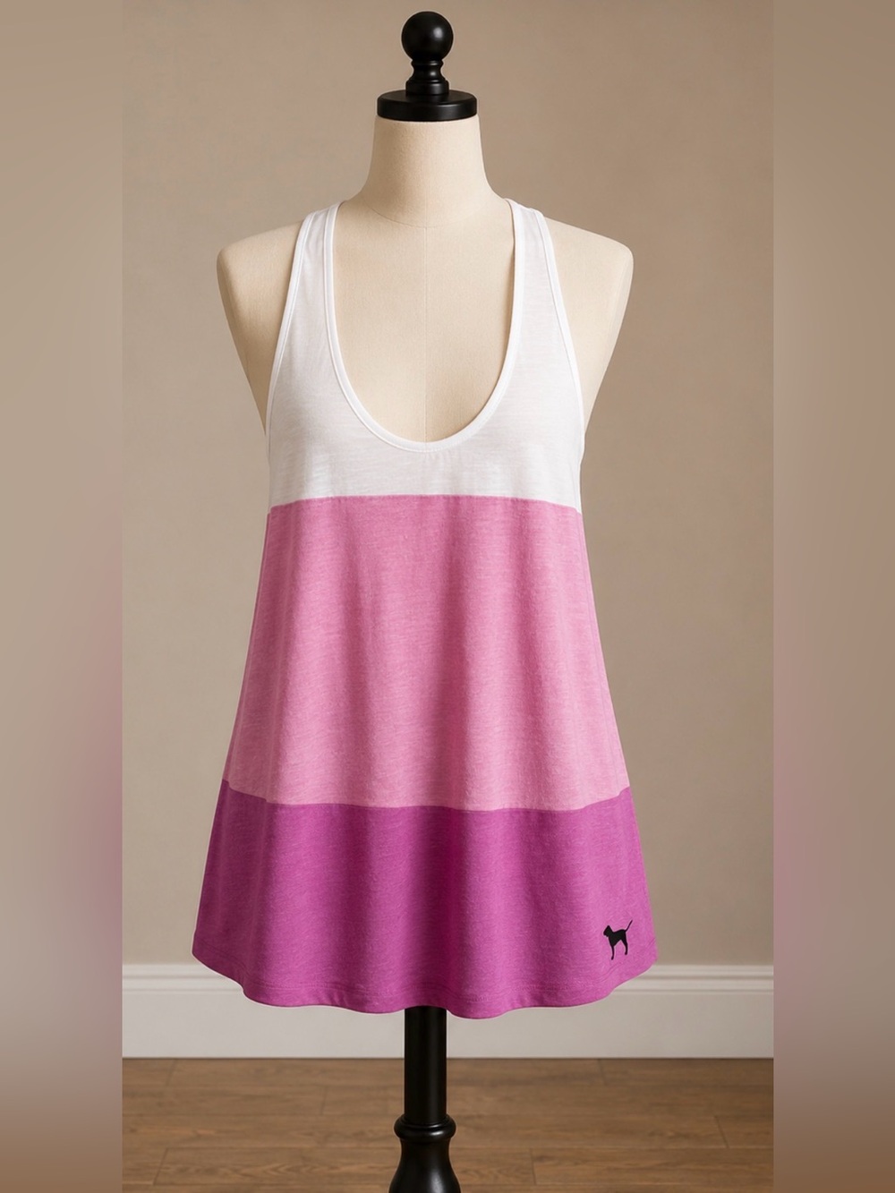 ⭐ Last Chance! Victoria's Secret White and Pink Colorblock Racerback Tank